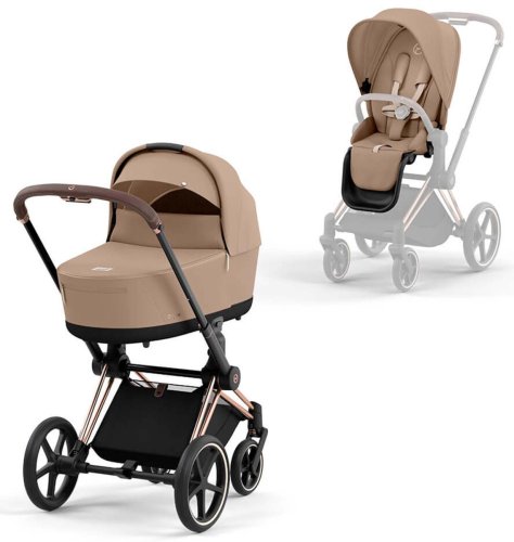 Cybex Коляска 2 в 1 Priam IV Rosegold / цвет Cozy Beige (бежевый, рама розовое золото)