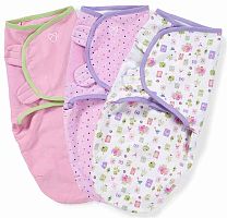 Summer Infant Конверт для пеленания на липучке Swaddleme, размер S/M, 3 штуки / цвет розовый